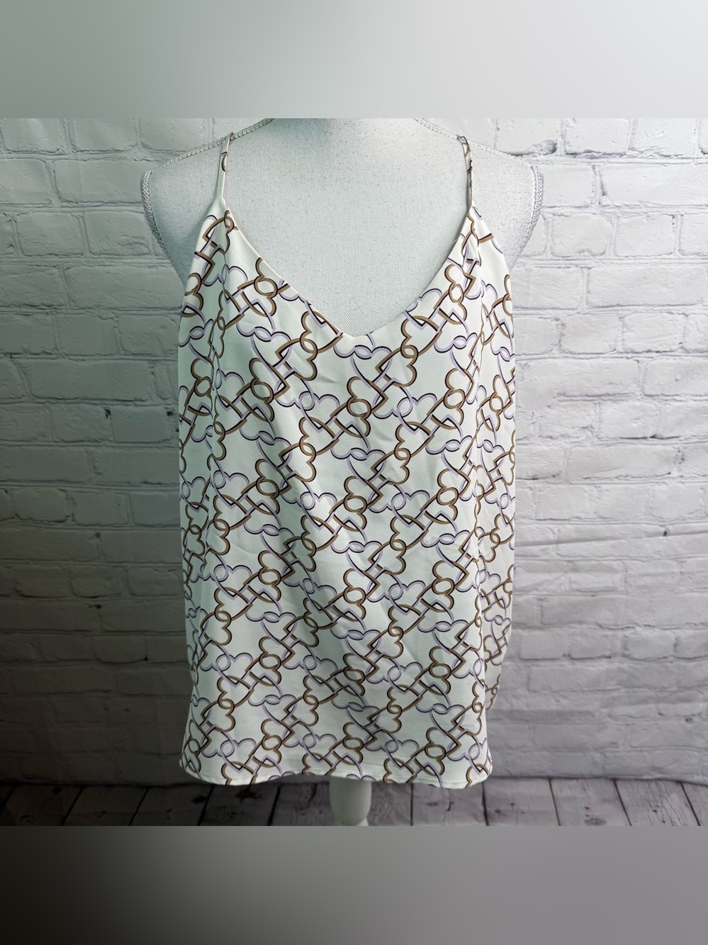 ANN TAYLOR Geometric Heart Camisole Blouse Top XL